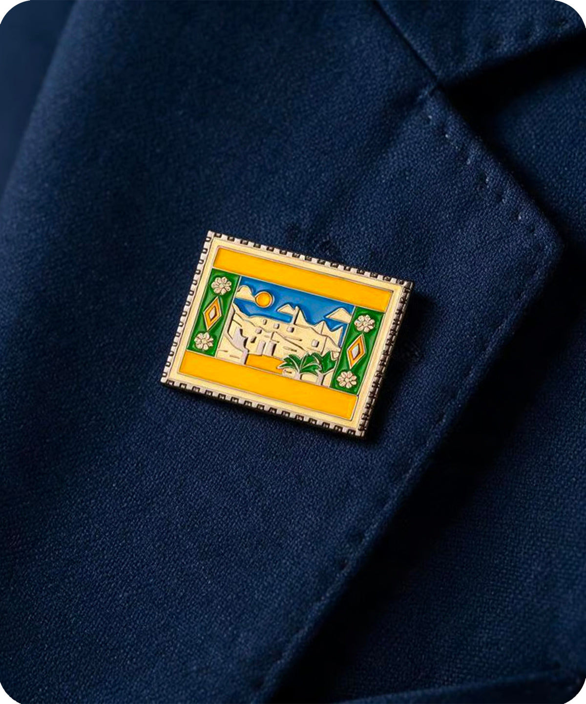 Jerusalem Old City Historic Travel Stamp Pin Badge