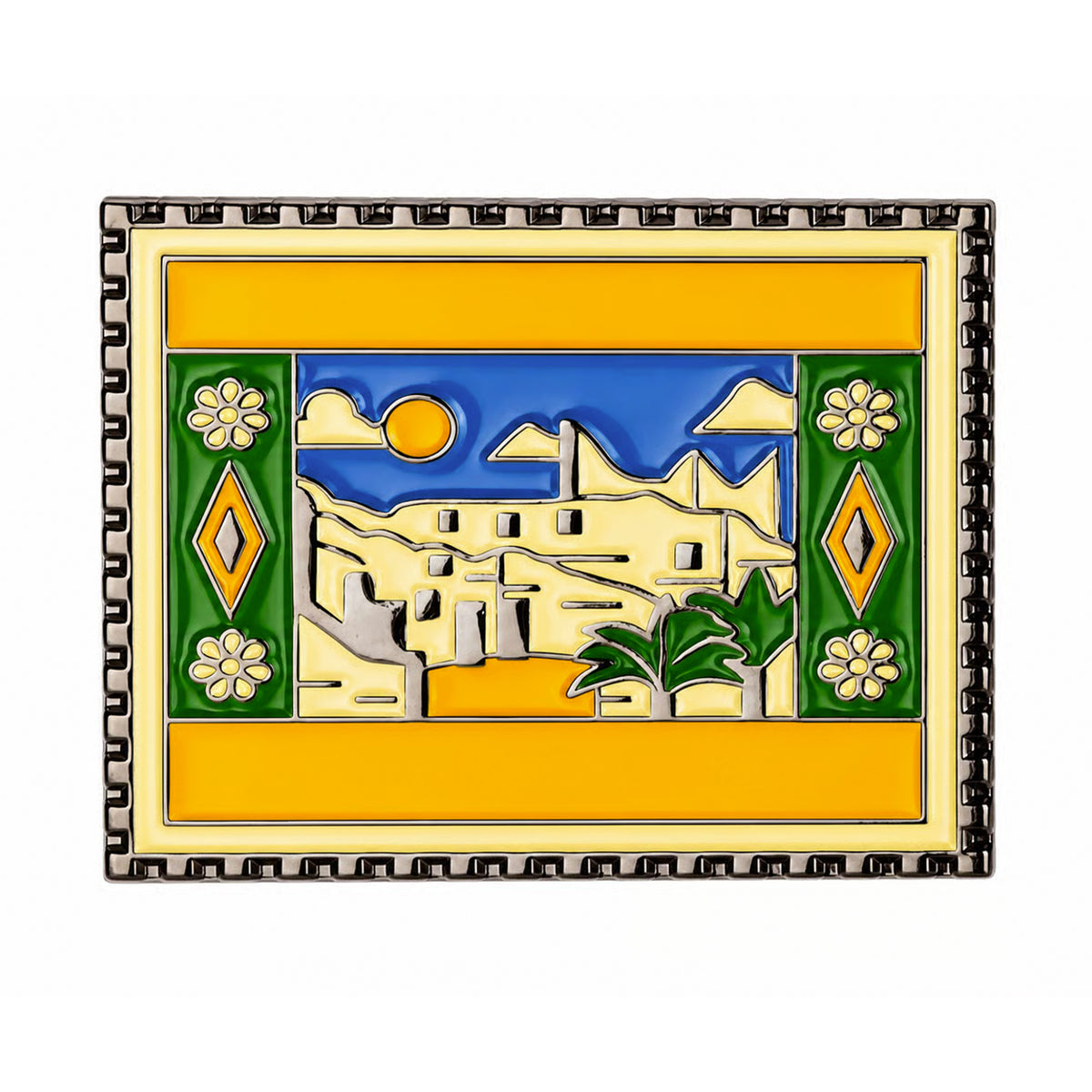 Jerusalem Old City Historic Travel Stamp Pin Badge