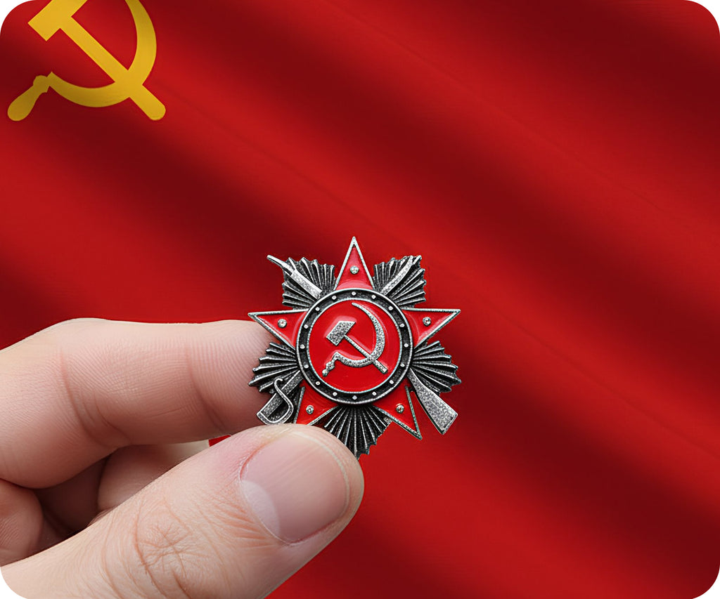 Soviet Star With Sword Pin Badge