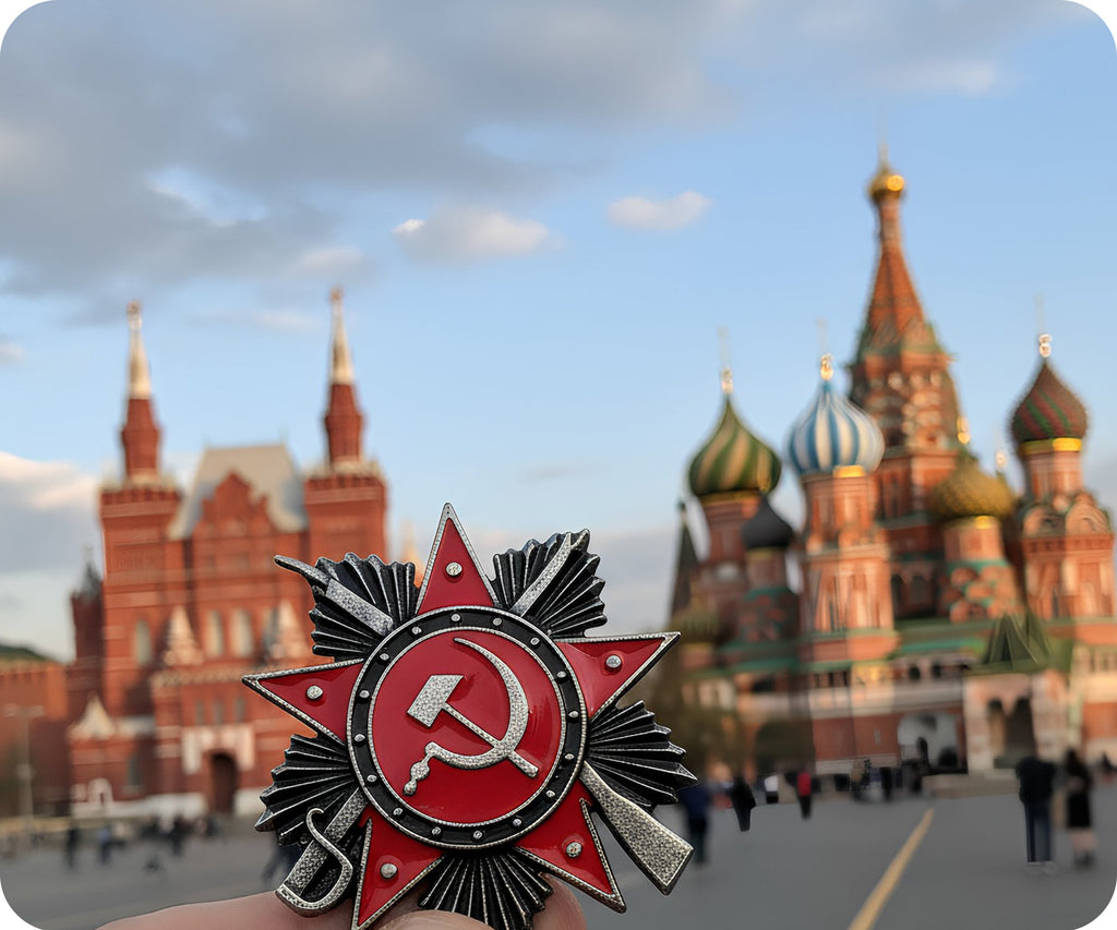 Soviet Star With Sword Pin Badge