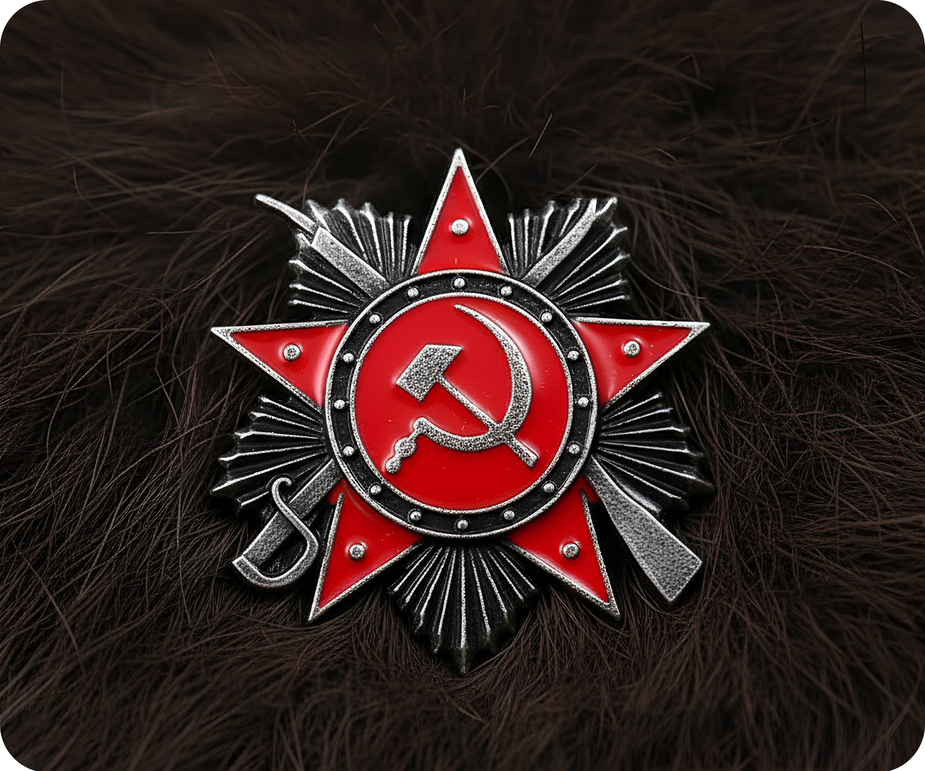 Insignia de alfiler con estrella soviética y espada Imagen secundaria del producto