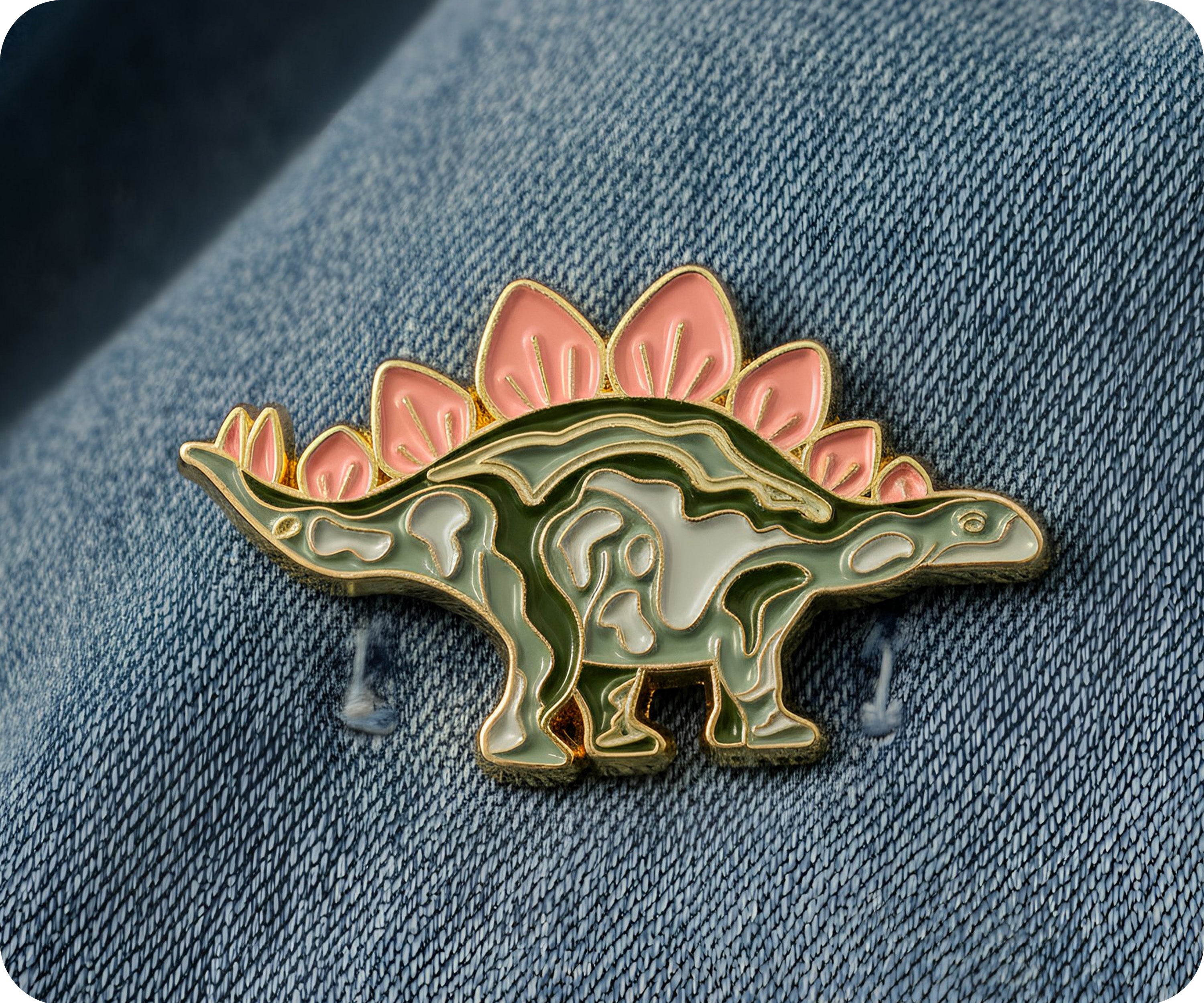 Insignia de pin con pinchos de dinosaurio estegosaurio