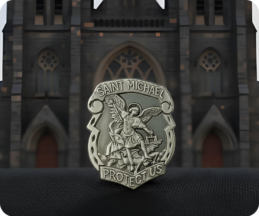 St Micheal Protector Shield  Pin Badge