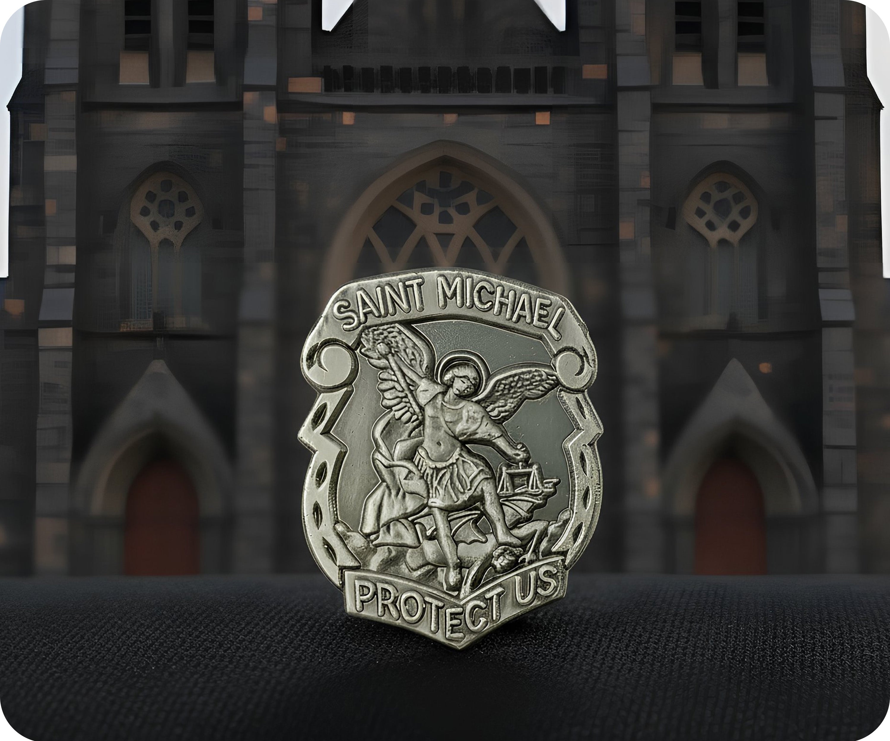 St Micheal Protector Shield  Pin Badge