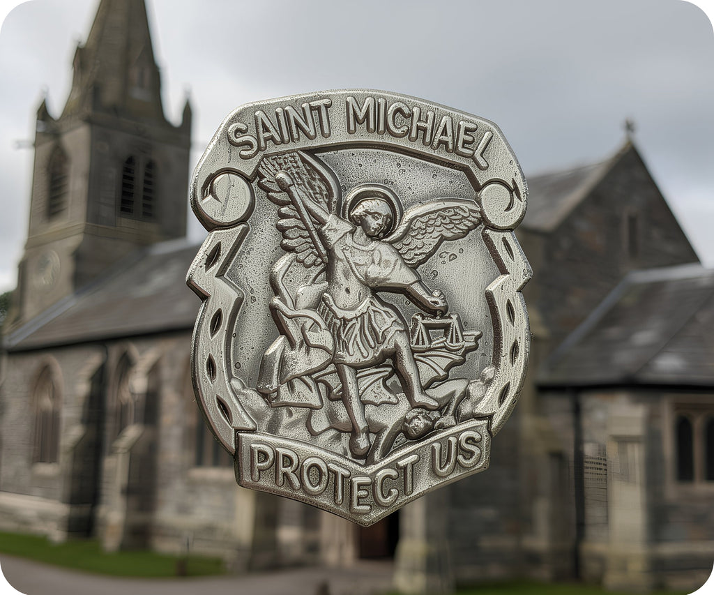 St Micheal Protector Shield  Pin Badge