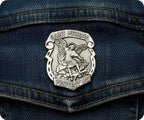 St Micheal Protector Shield  Pin Badge