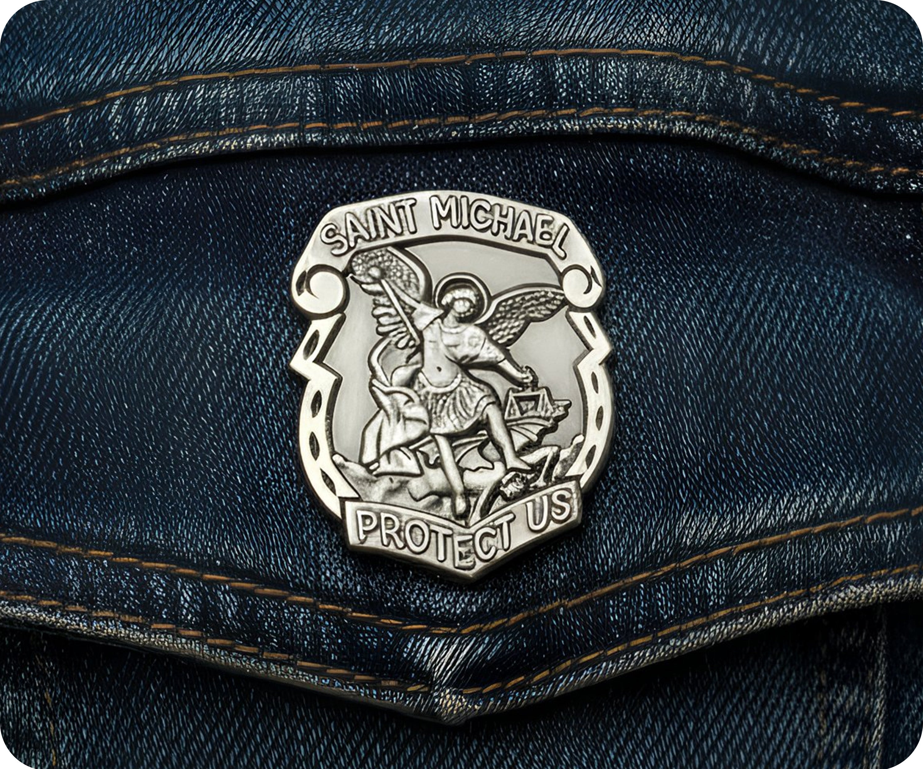 St Micheal Protector Shield  Pin Badge