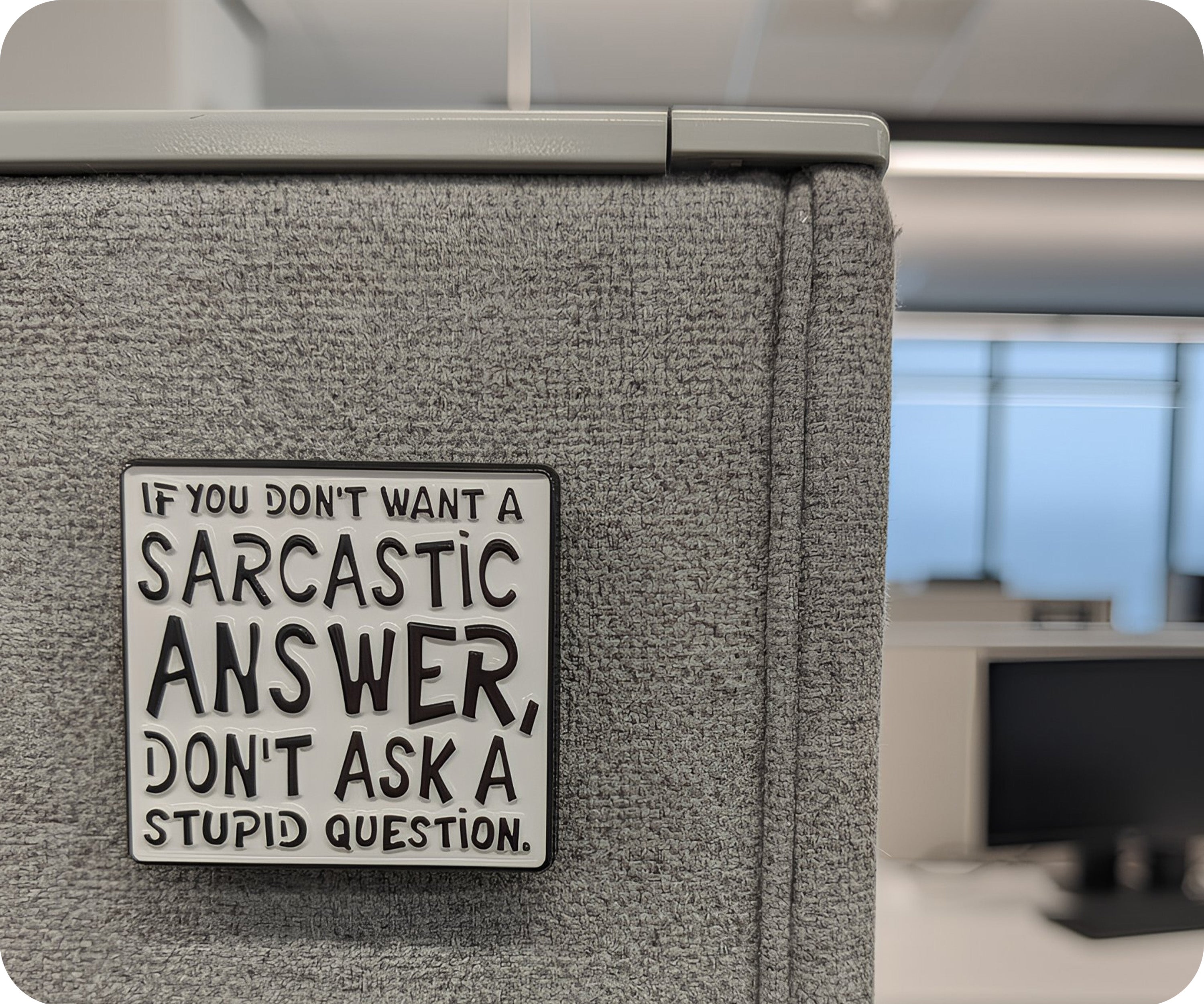 Don't Ask Stupid Questions Sarcasm Pin Badge