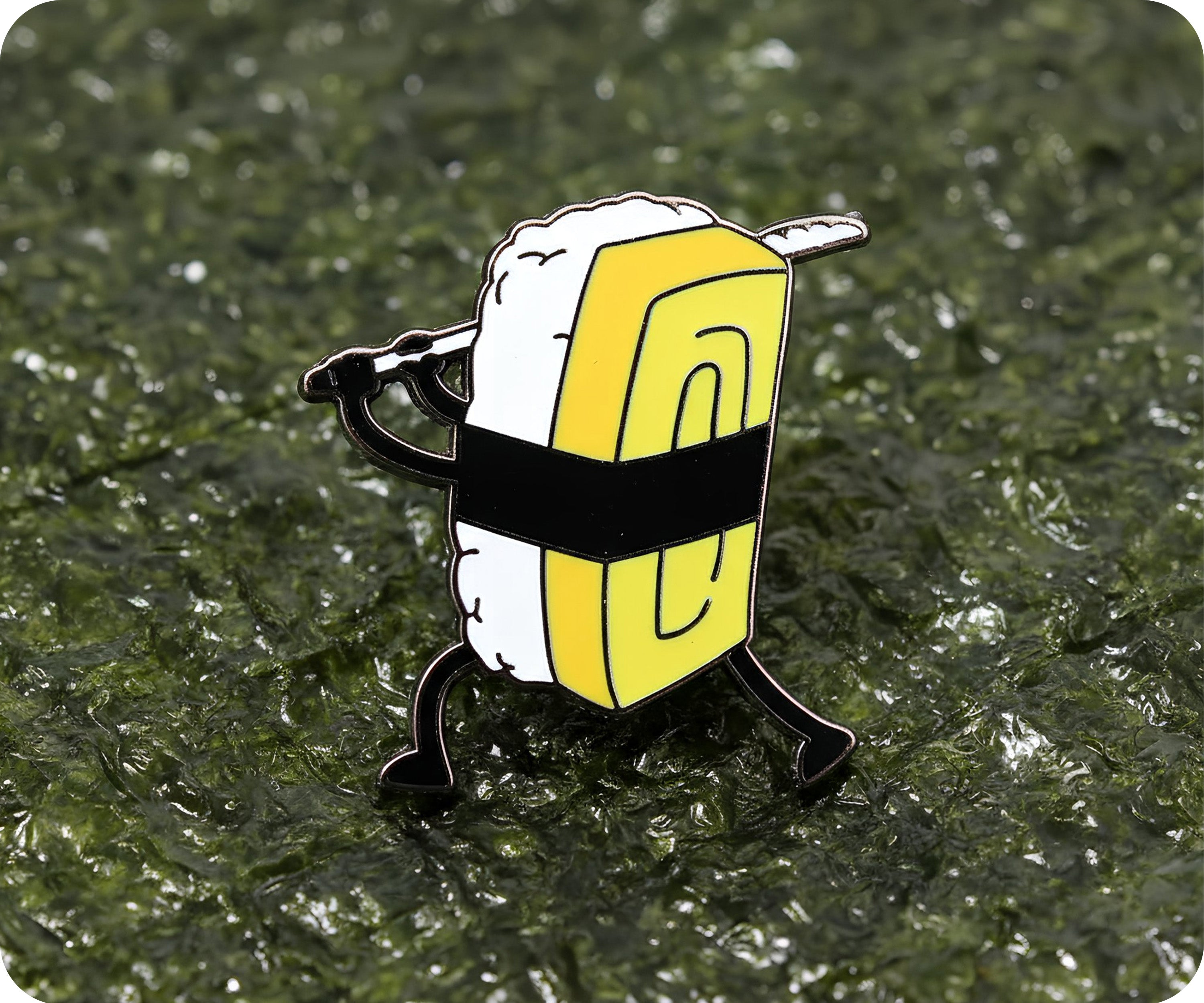 Sushi Samurai Yellow Pin Badge