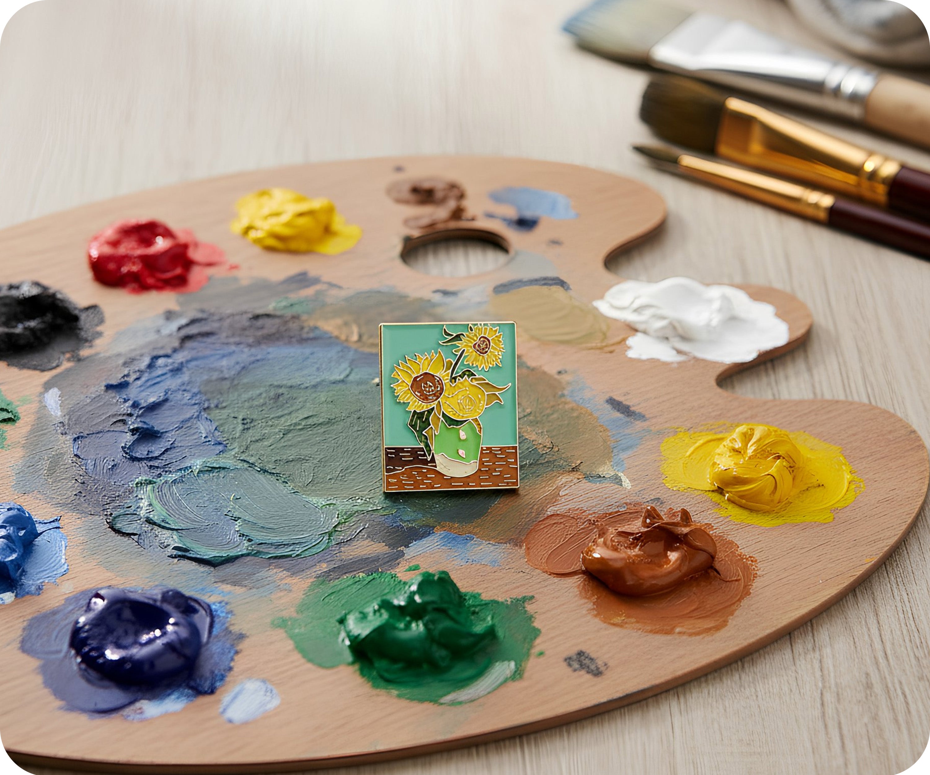 Vincent Van Gough Sunflower Pin Badge