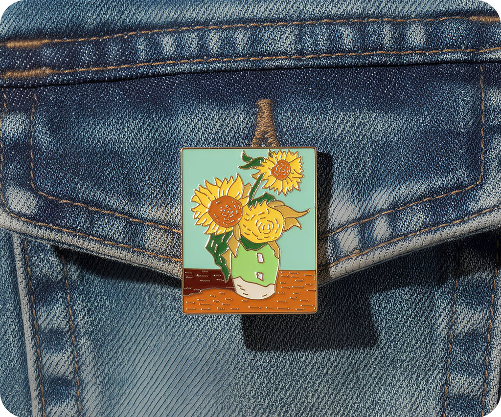 Vincent Van Gough Sunflower Pin Badge