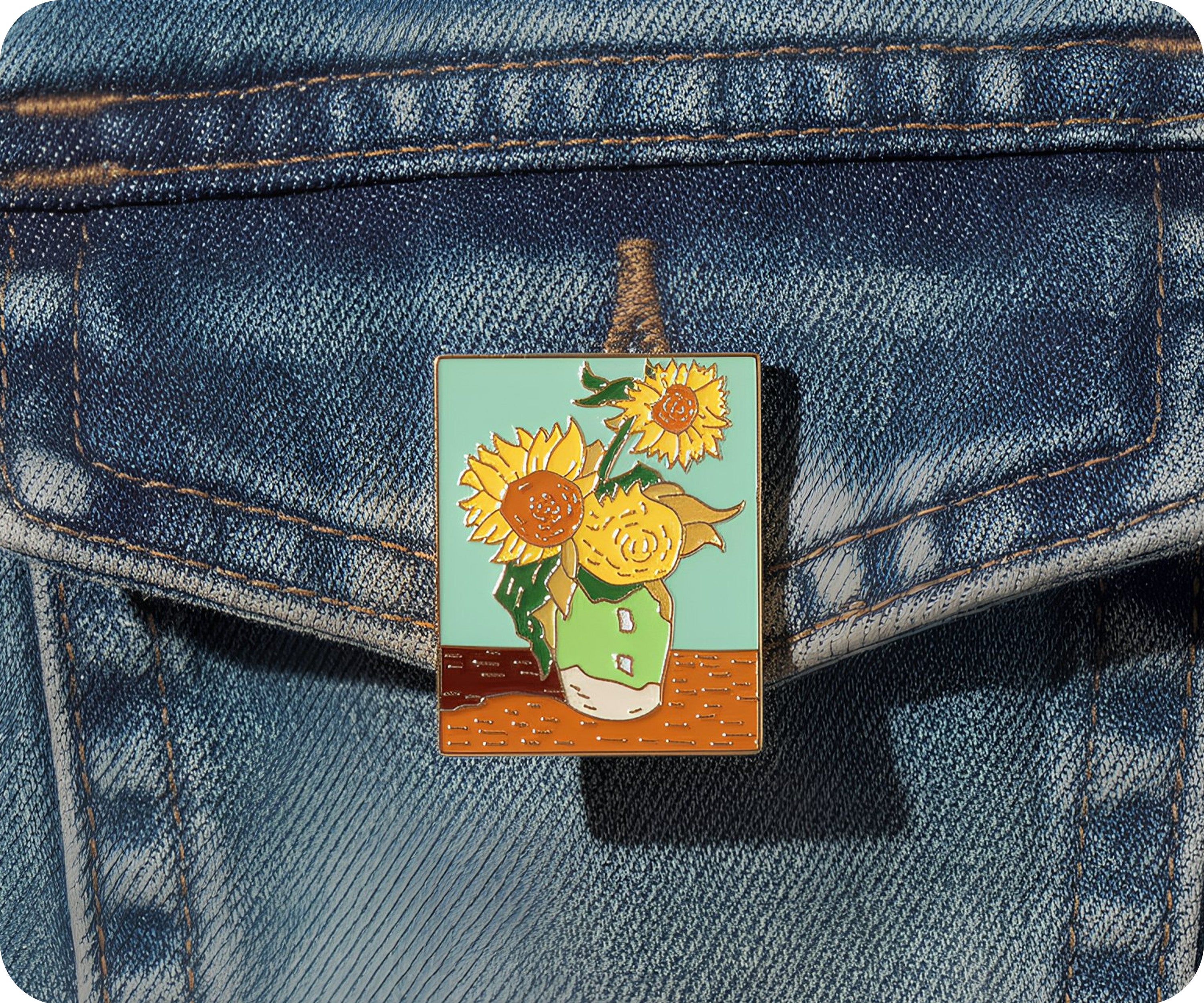 Vincent Van Gough Sunflower Pin Badge