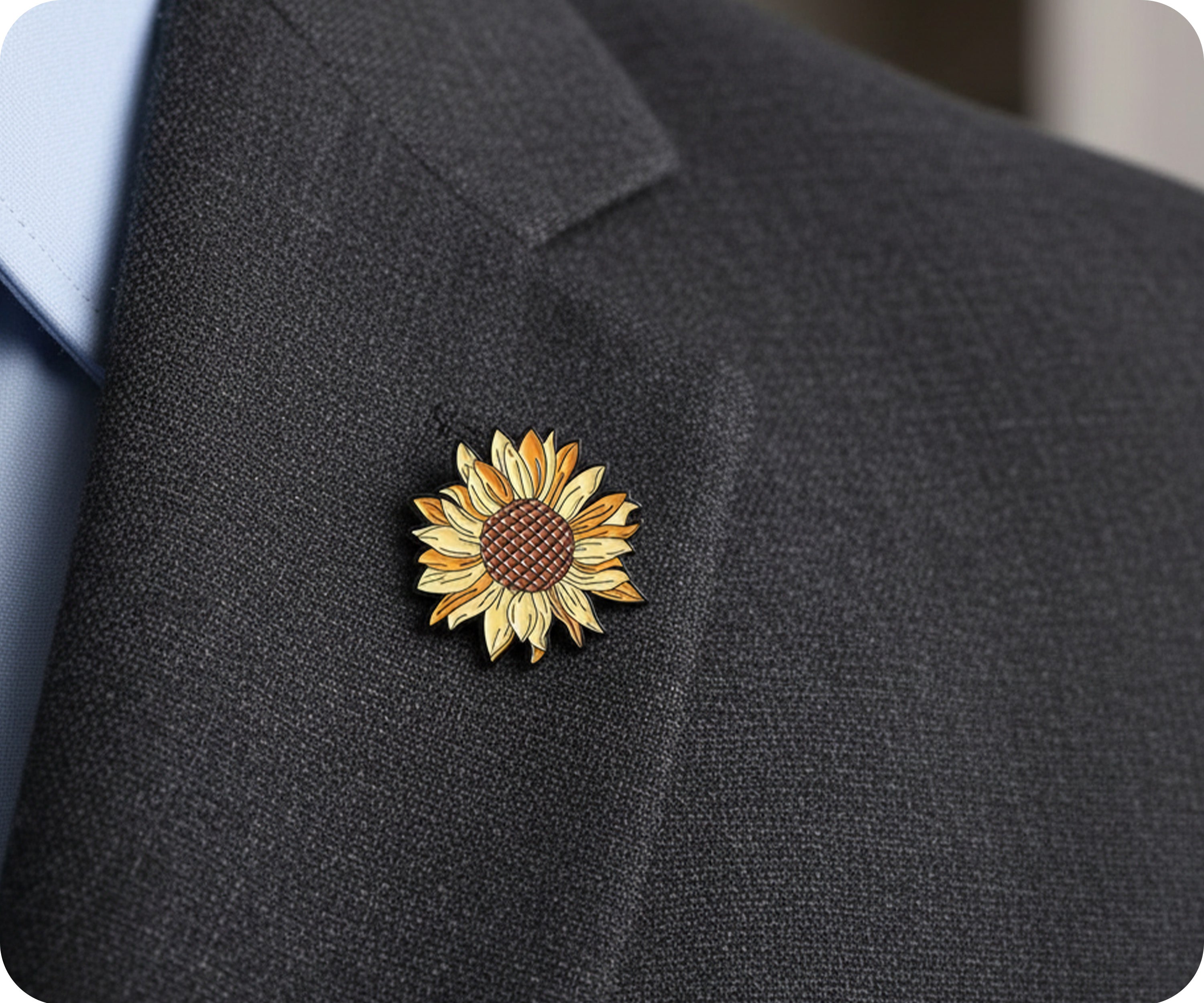 Insignia de alfiler de flor de girasol Imagen secundaria del producto