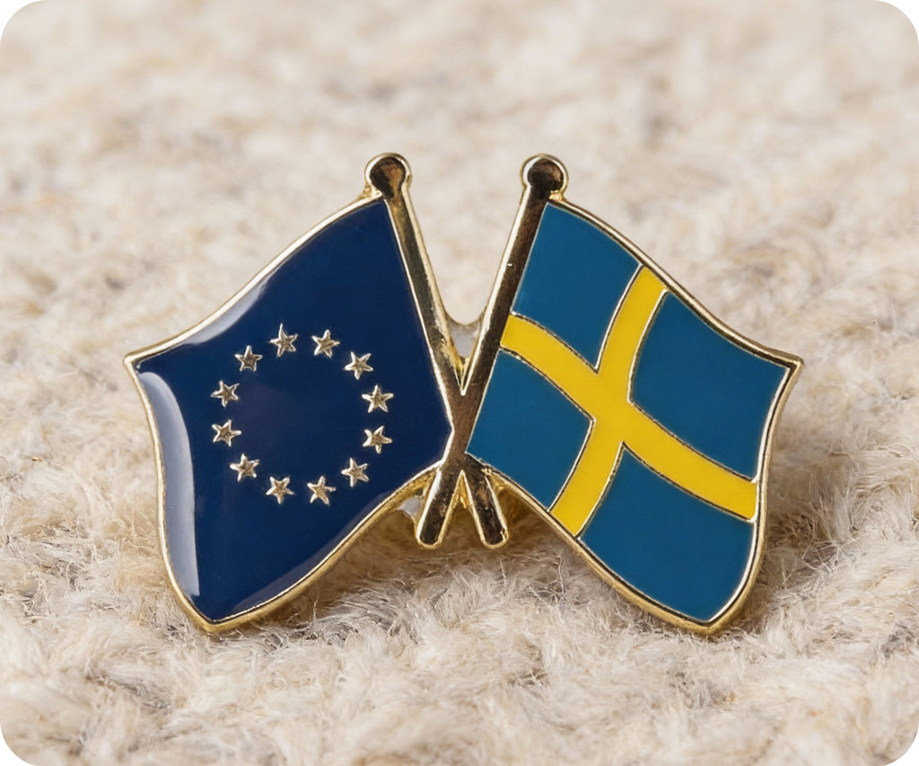 European Union & Sweden Friendship Pin Badge