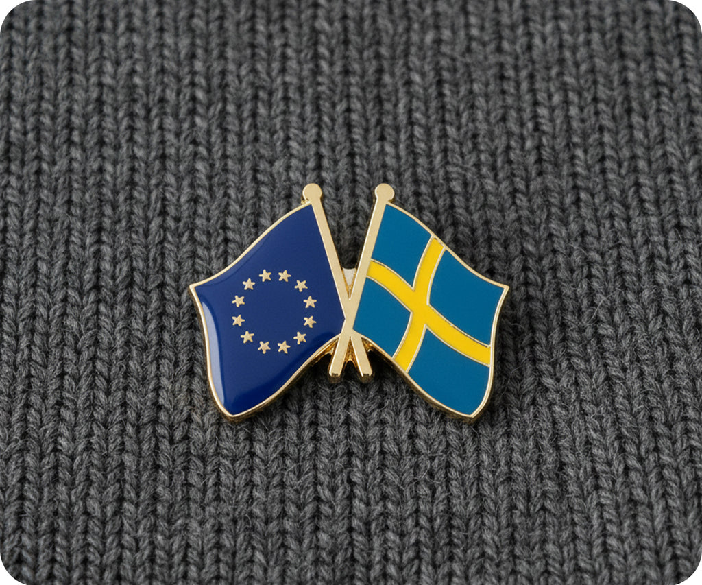 European Union & Sweden Friendship Pin Badge