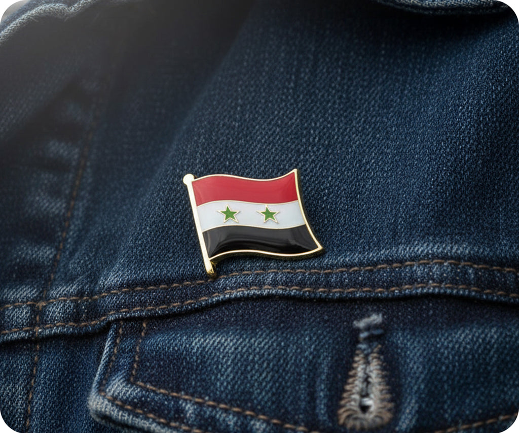 Syria 2 Star Flag Pin Badge