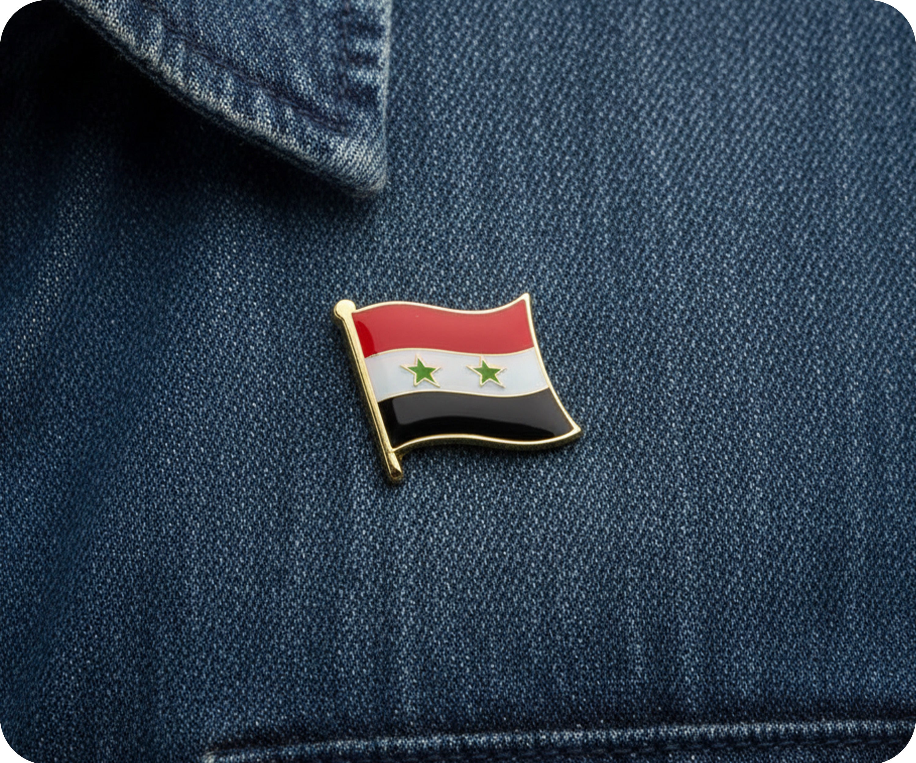 Syria 2 Star Flag Pin Badge