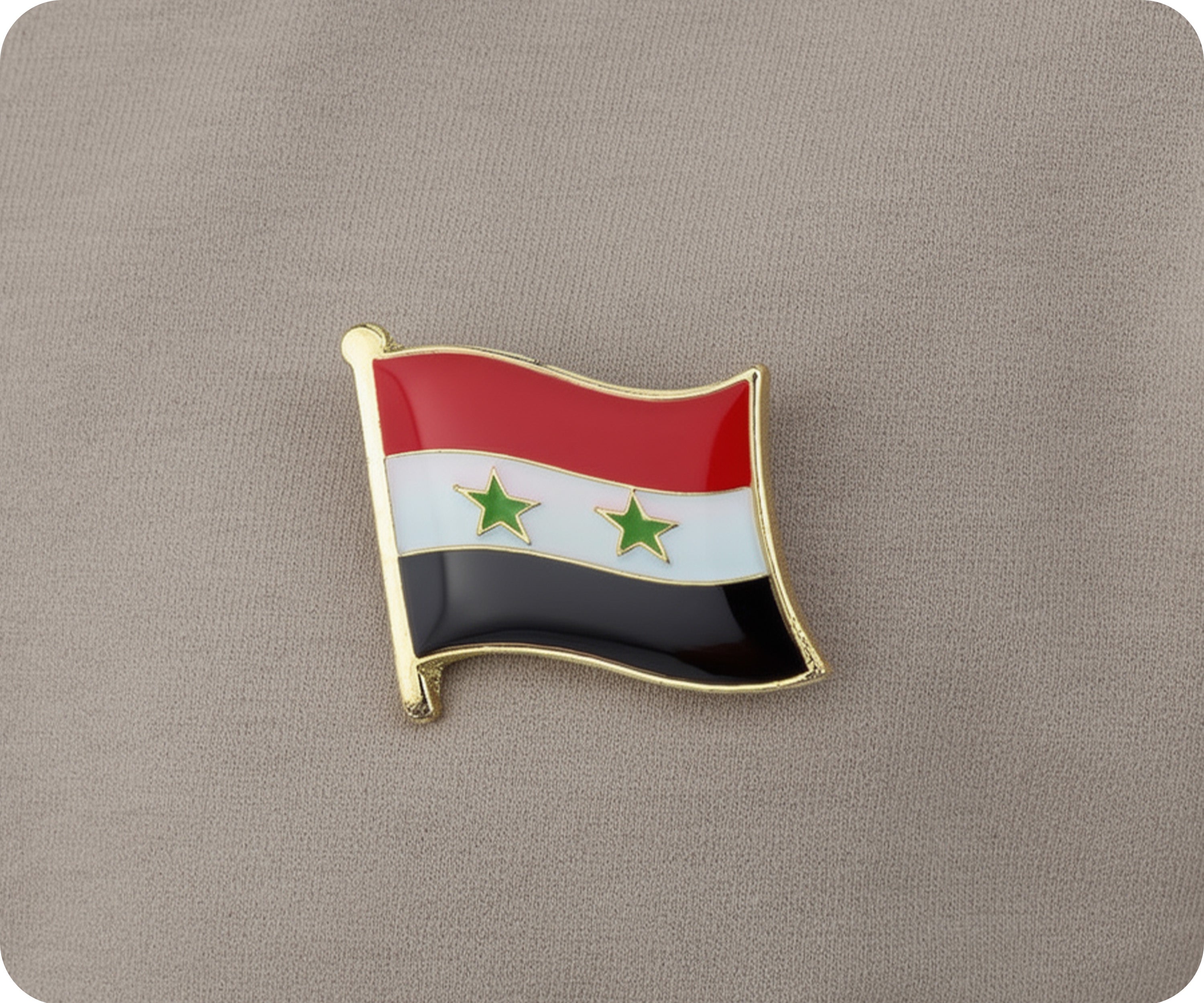Syria 2 Star Flag Pin Badge