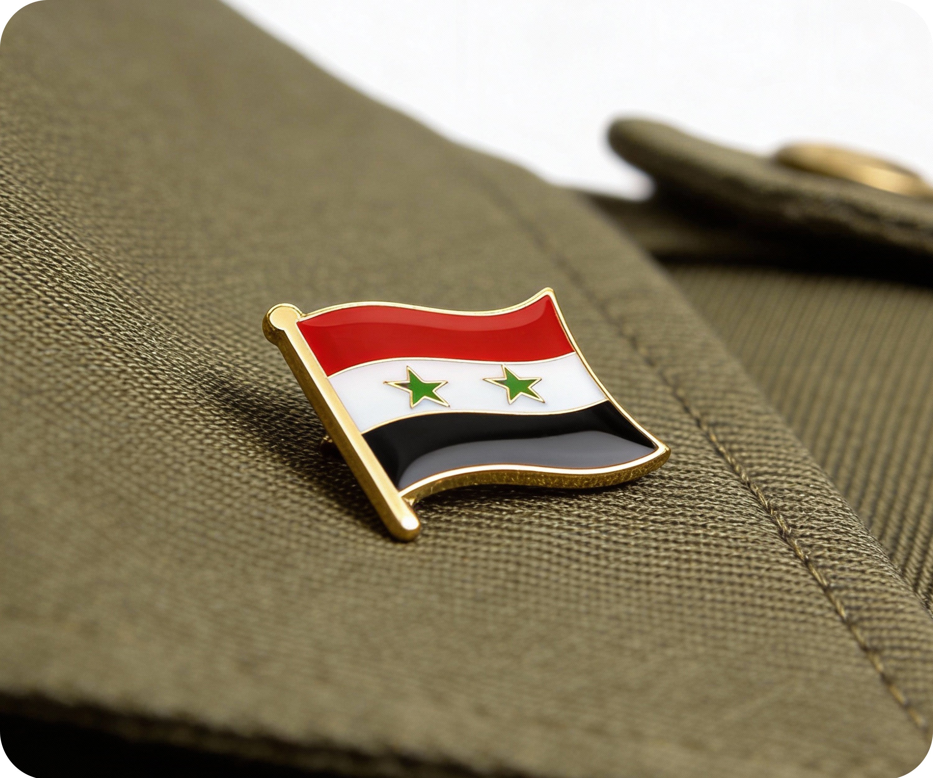 Syria 2 Star Flag Pin Badge