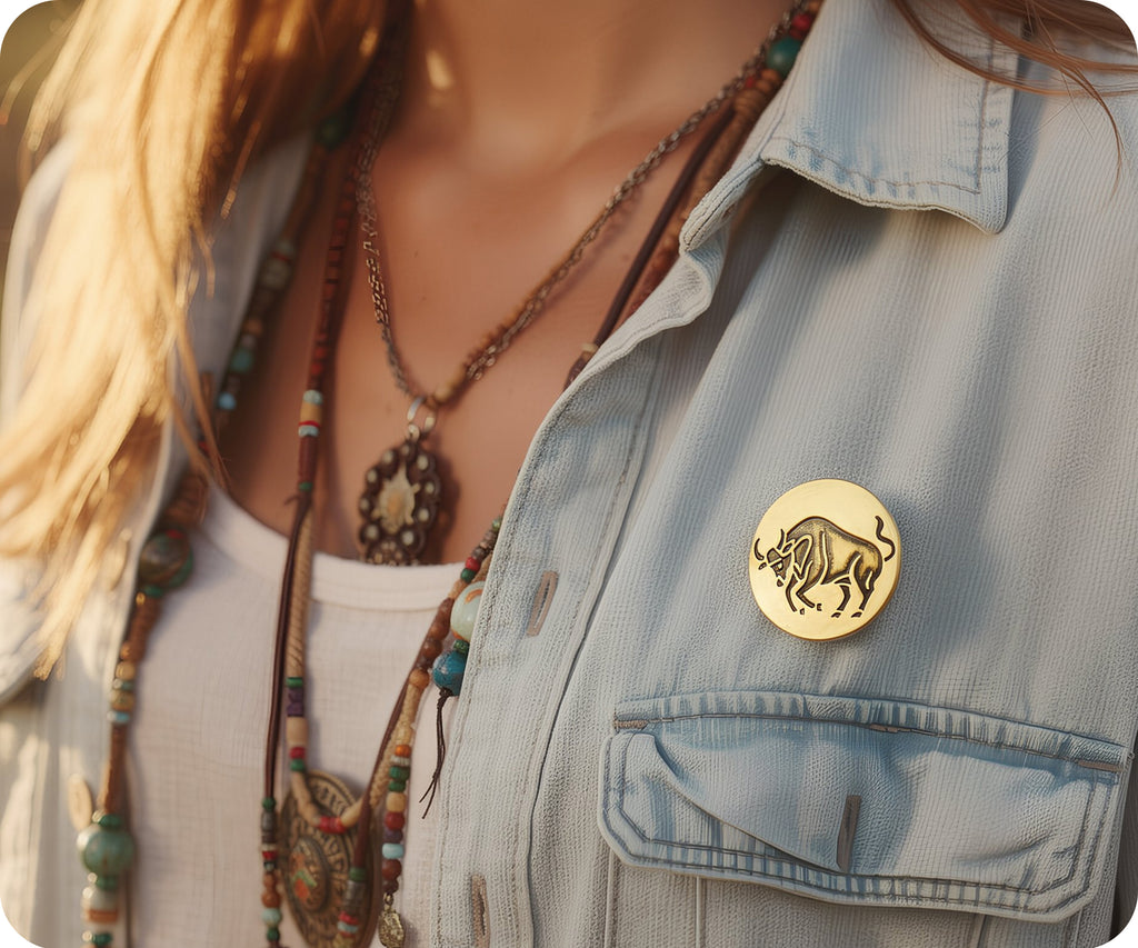 Taurus Zodiac Sign Pin Badge