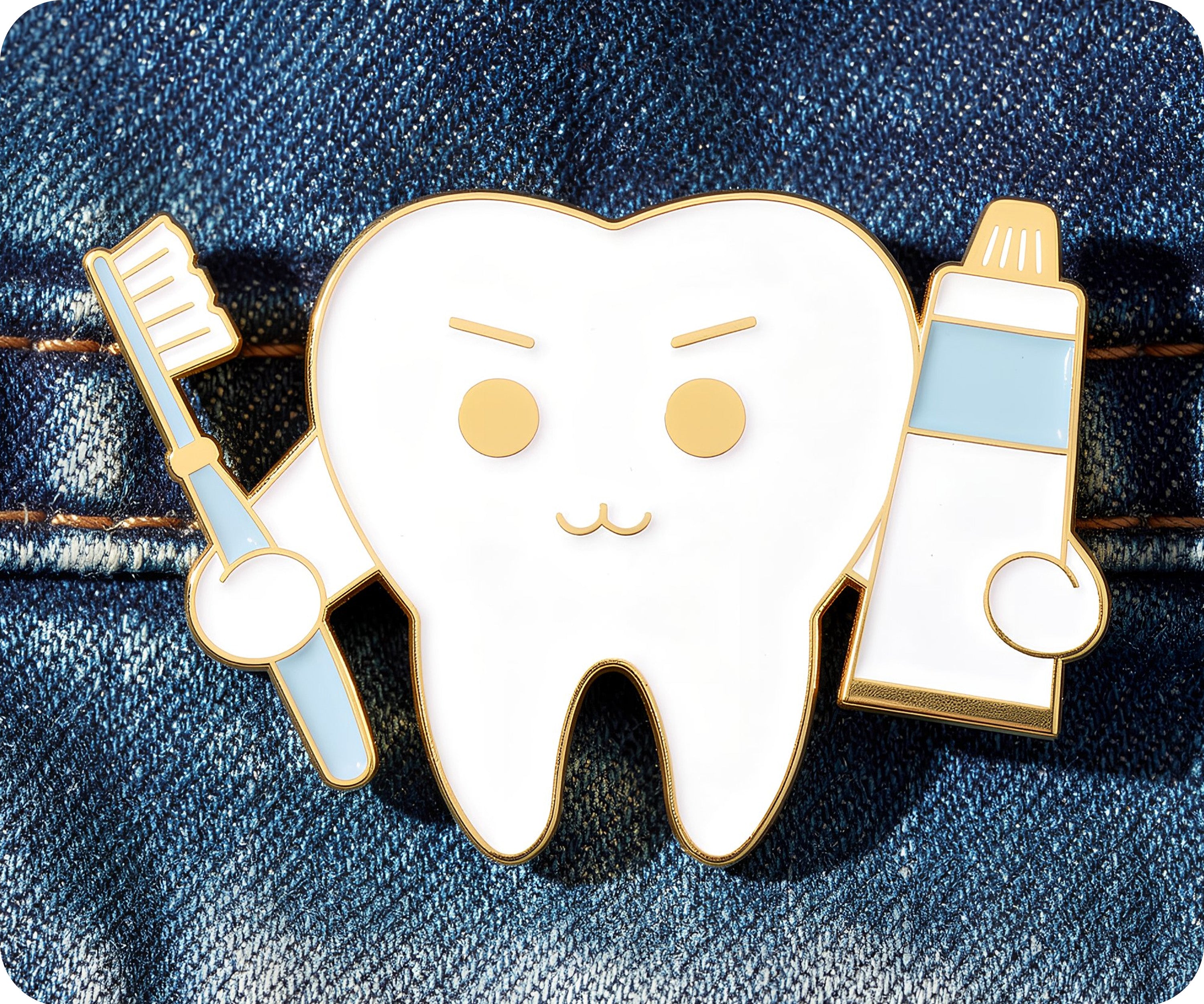 Pin de esmalte de dentista con diente de Bush y Pasta