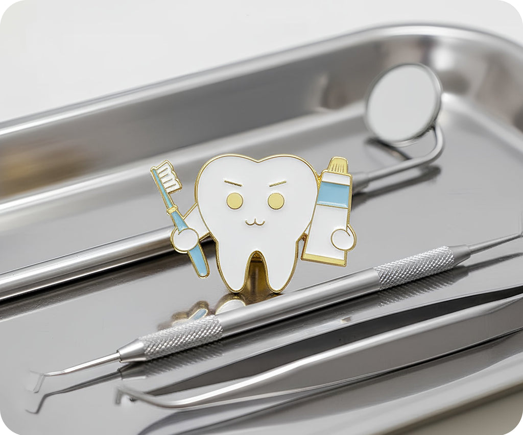 Pin de esmalte de dentista con diente de Bush y Pasta