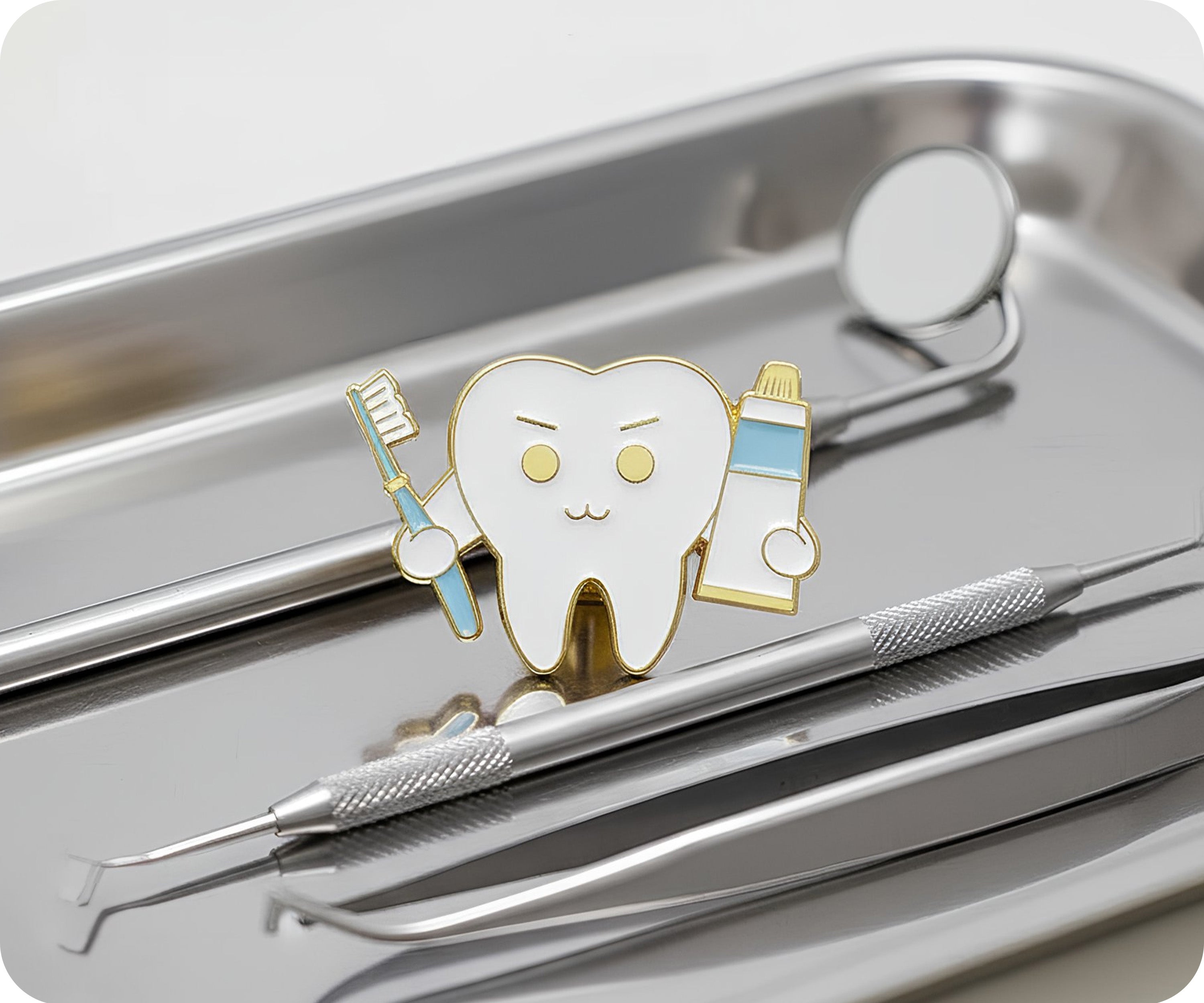 Pin de esmalte de dentista con diente de Bush y Pasta