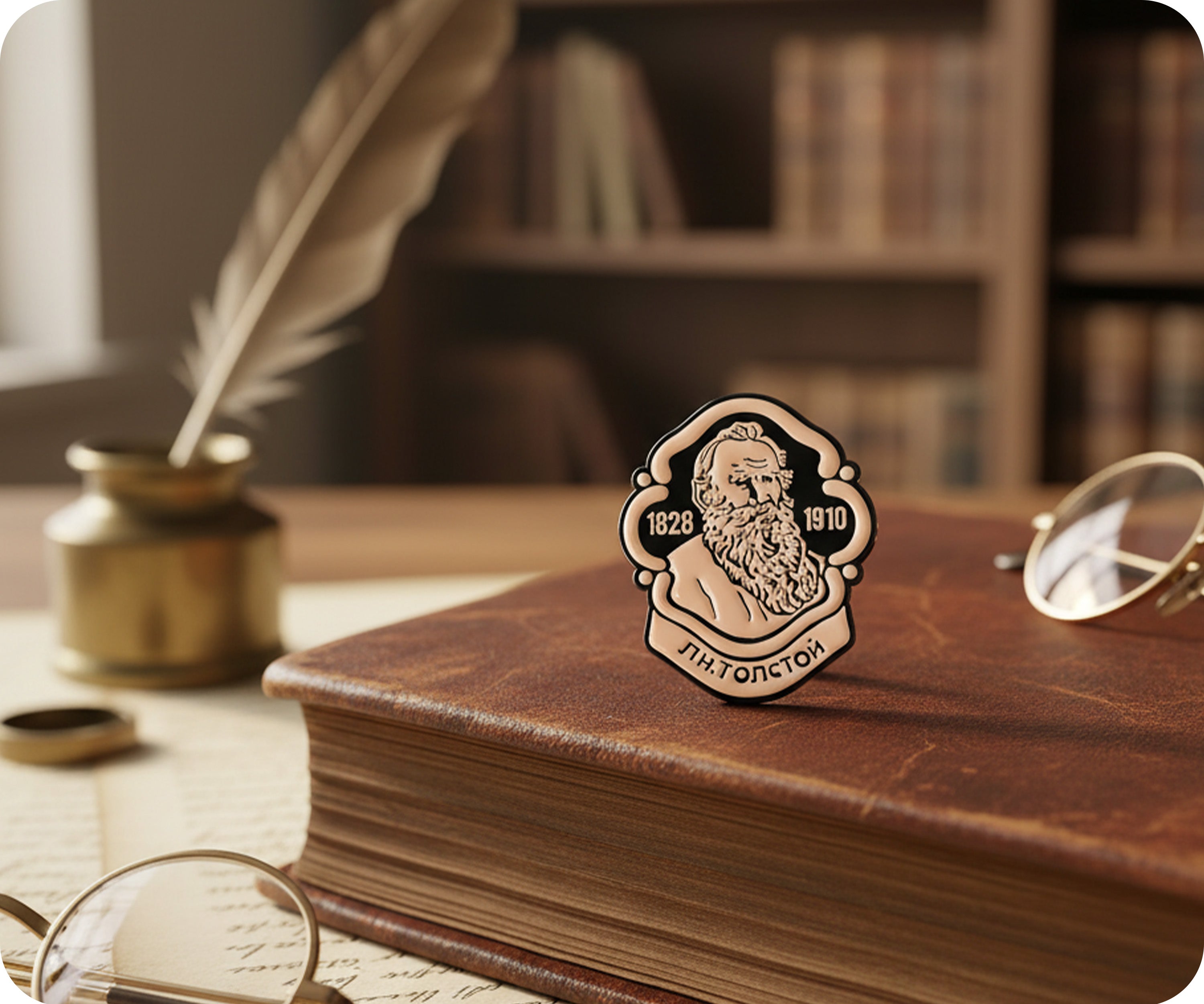 Lev Nikolayevich Tolstoy Portrait Pin Badge