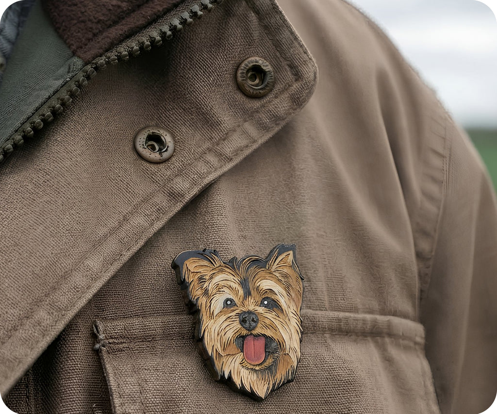 Yorkshire Terrier Scruffy Dog Pin Badge