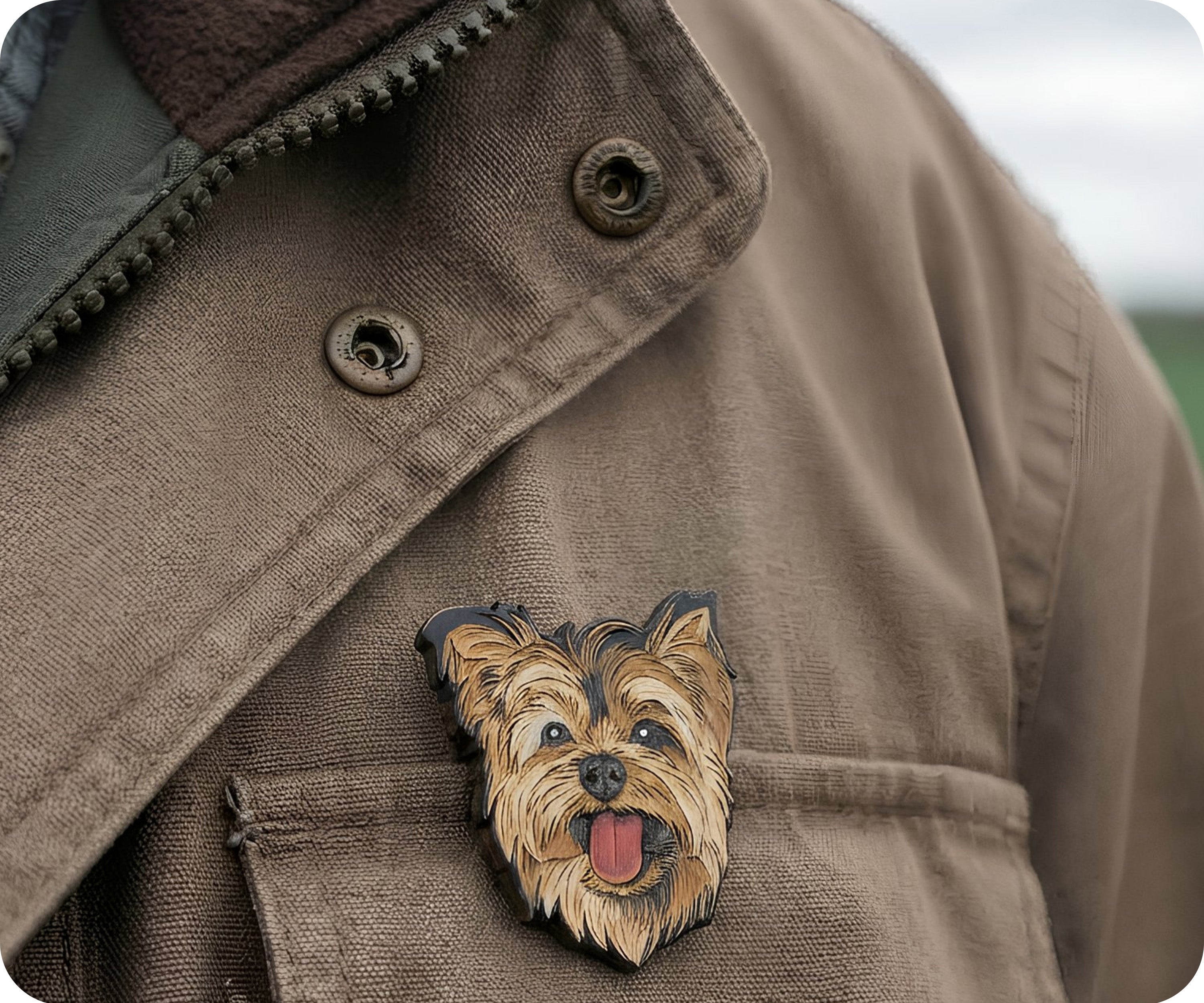 Yorkshire Terrier Scruffy Dog Pin Badge