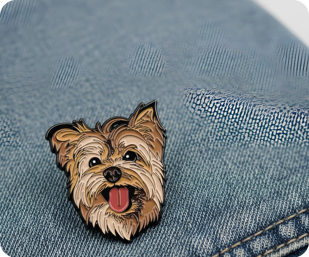 Yorkshire Terrier Scruffy Dog Pin Badge
