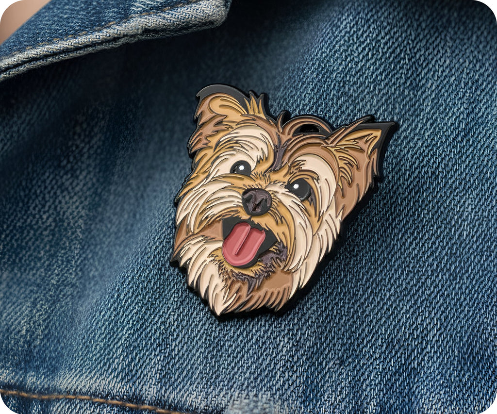 Yorkshire Terrier Scruffy Dog Pin Badge