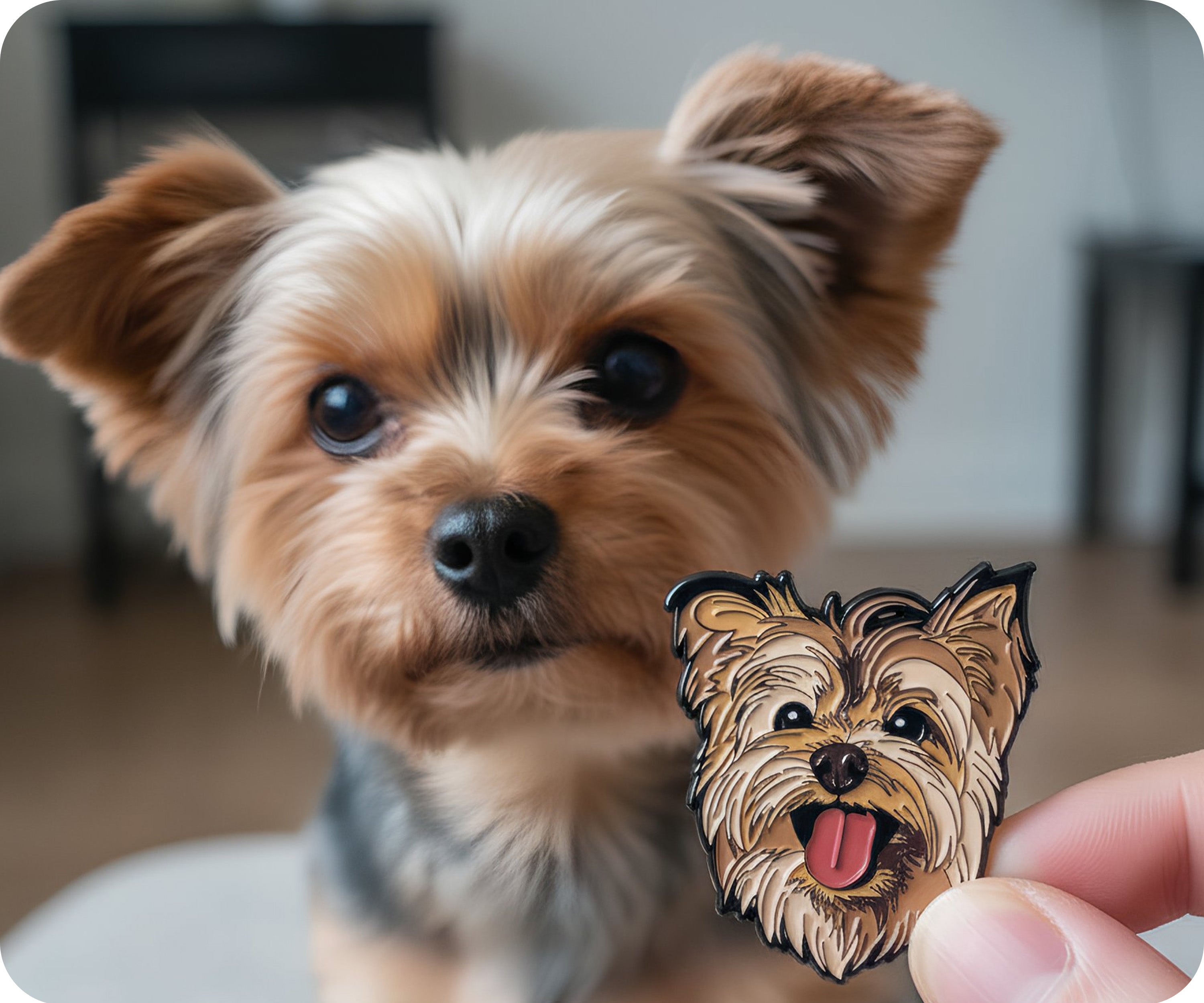Yorkshire Terrier Scruffy Dog Pin Badge