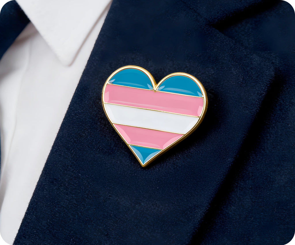 Transgender Love Heart Flag Pin Badge