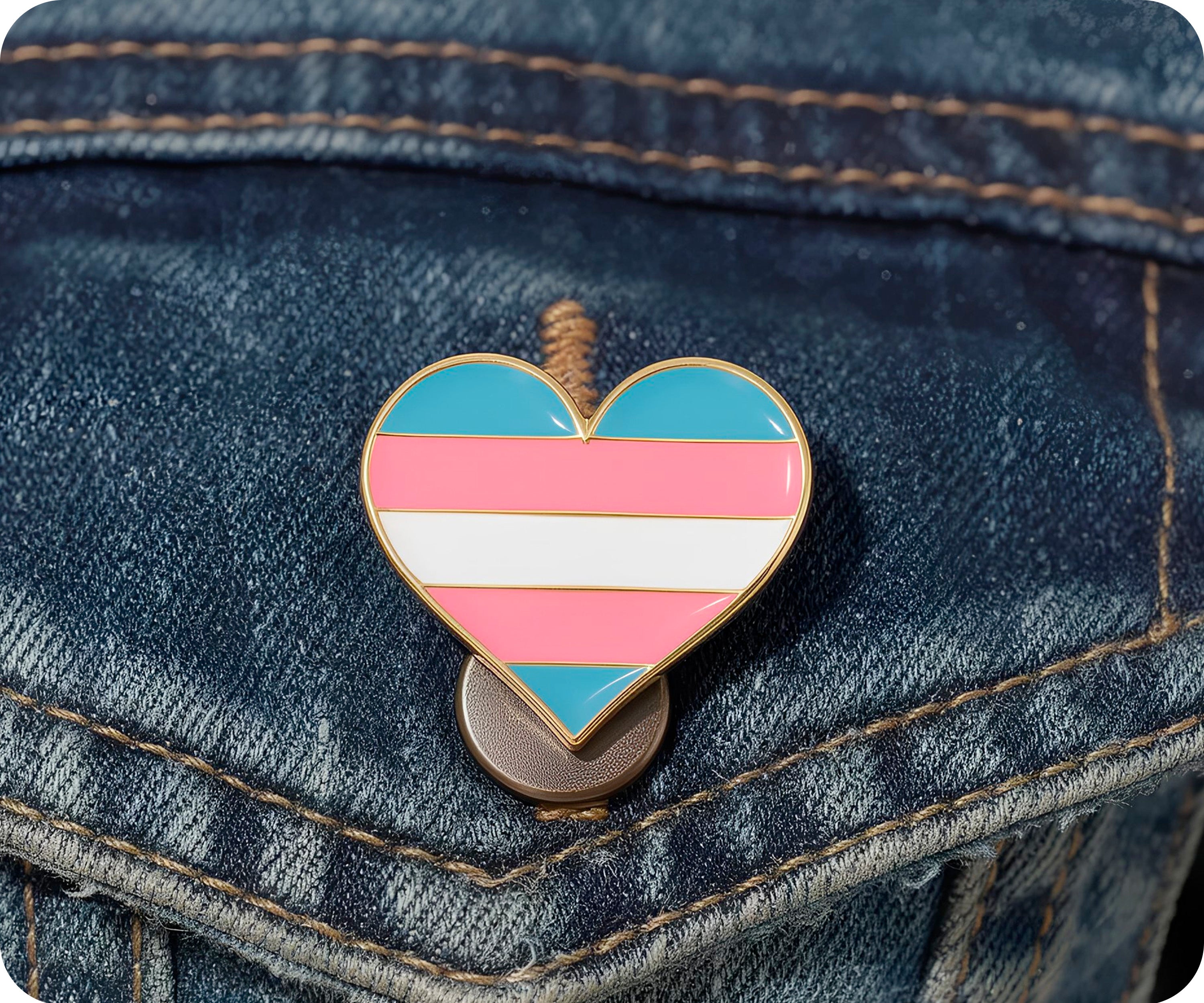 Transgender Love Heart Flag Pin Badge Secondary image