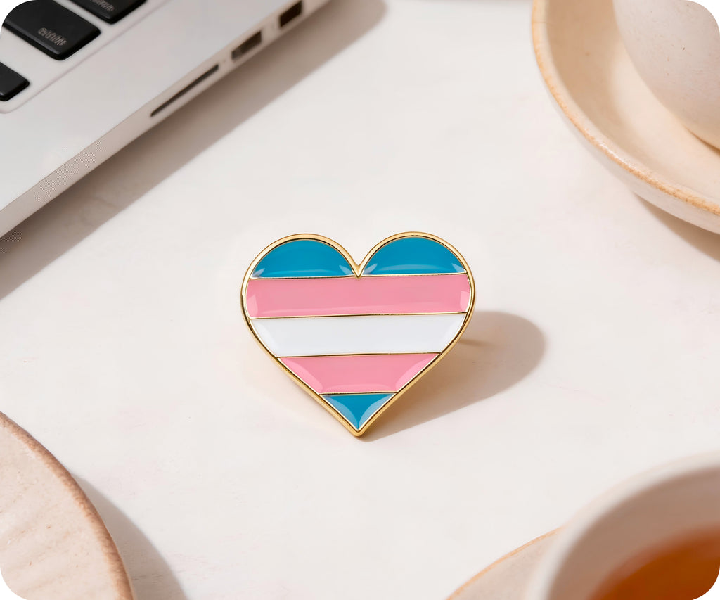 Transgender Love Heart Flag Pin Badge