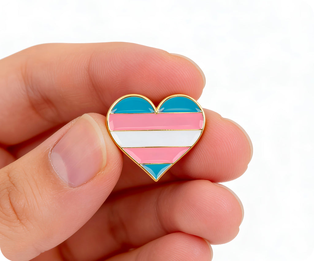 Transgender Love Heart Flag Pin Badge