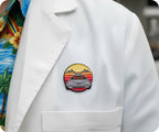 OUTATIME Sunset Round Pin Badge