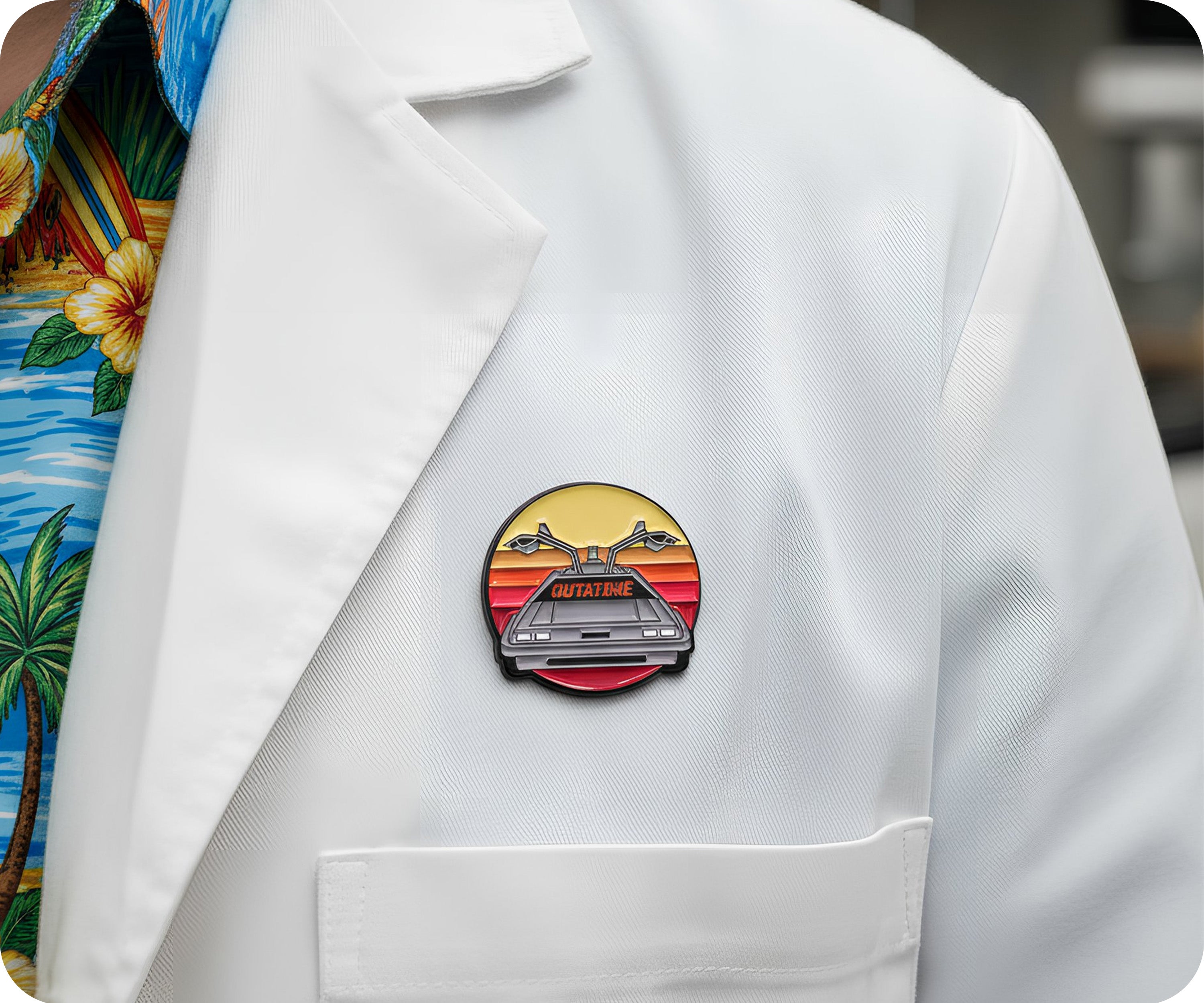 OUTATIME Sunset Round Pin Badge