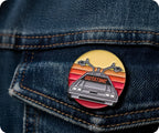 OUTATIME Sunset Round Pin Badge