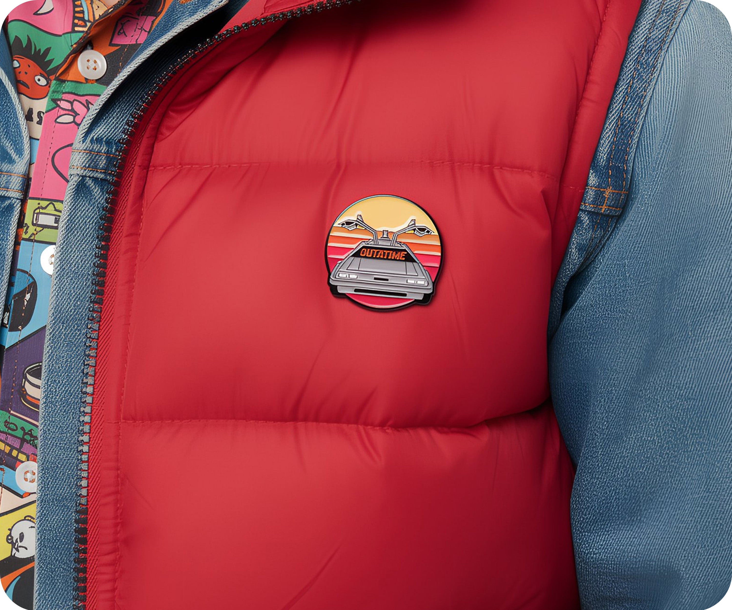 Insignia Redonda "OUTATIME" Atardecer Imagen secundaria del producto