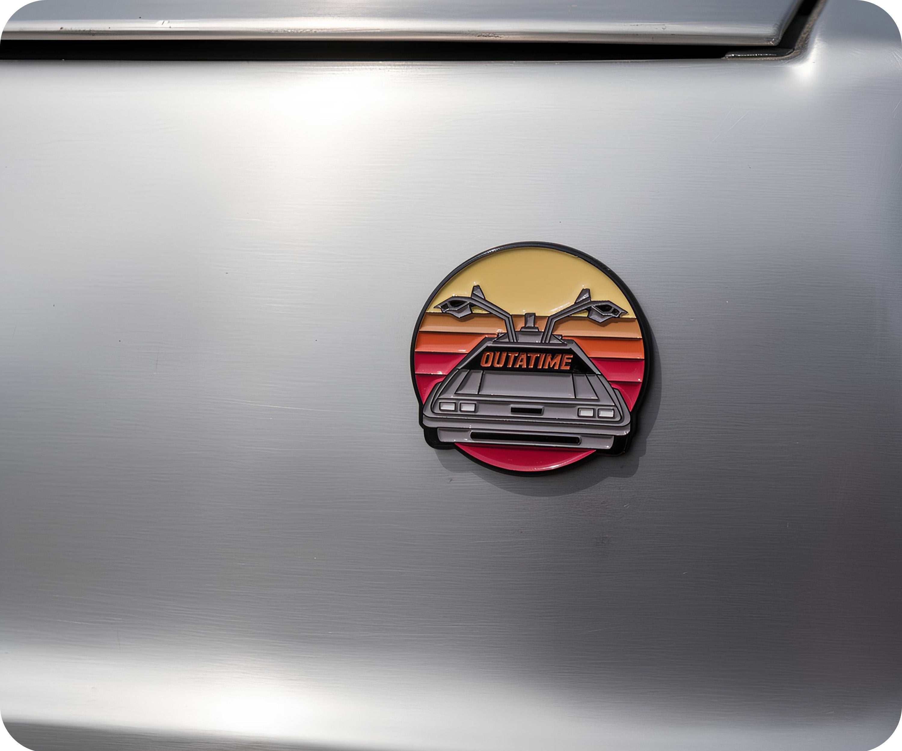 OUTATIME Sunset Round Pin Badge