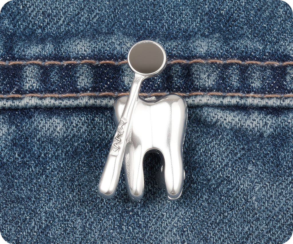 Silver Tooth & Mirror Dentist 3D Pin Badge