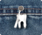 Silver Tooth & Mirror Dentist 3D Pin Badge