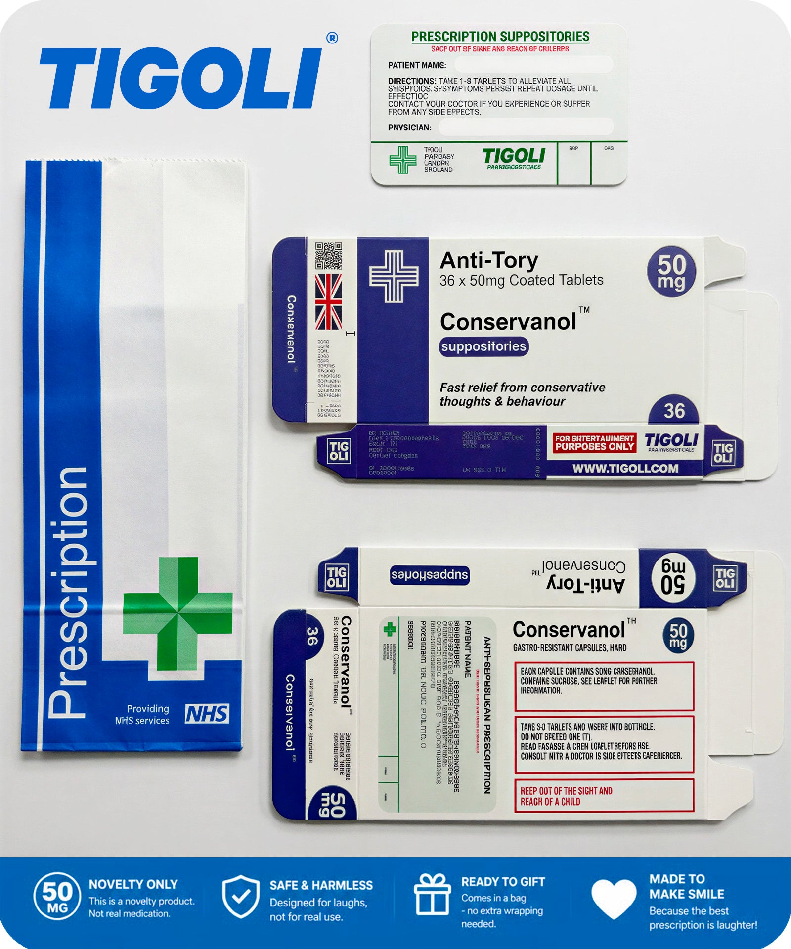Anti-Tory Prescription Milk Chocolate, 36g | Vegetarian