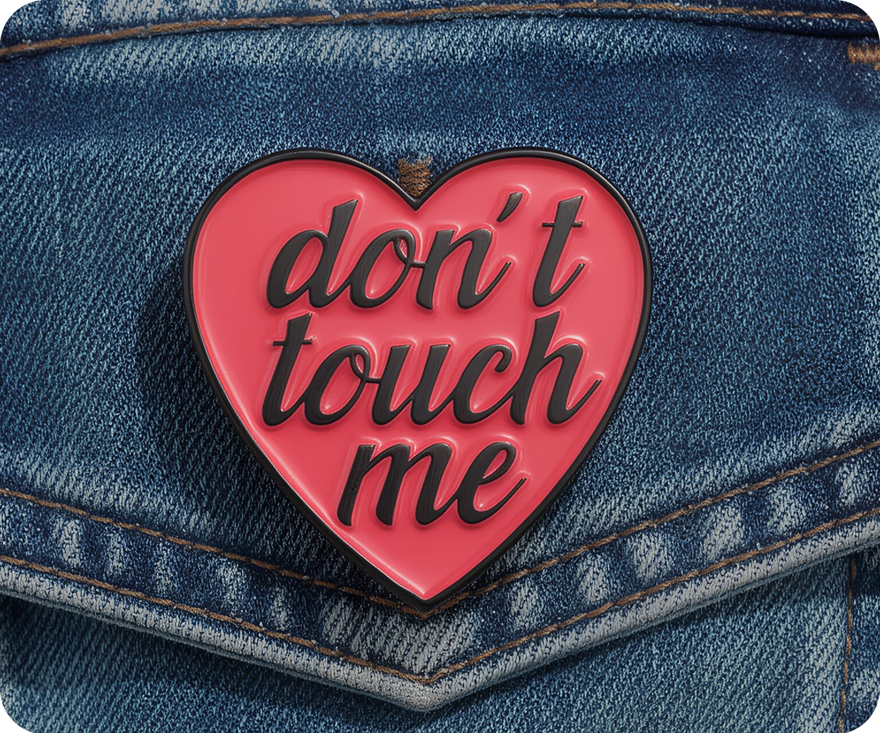 Don't Touch Me Love Heart Pin Badge