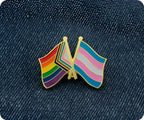 Insignia de orgullo y amistad transgénero con arcoíris