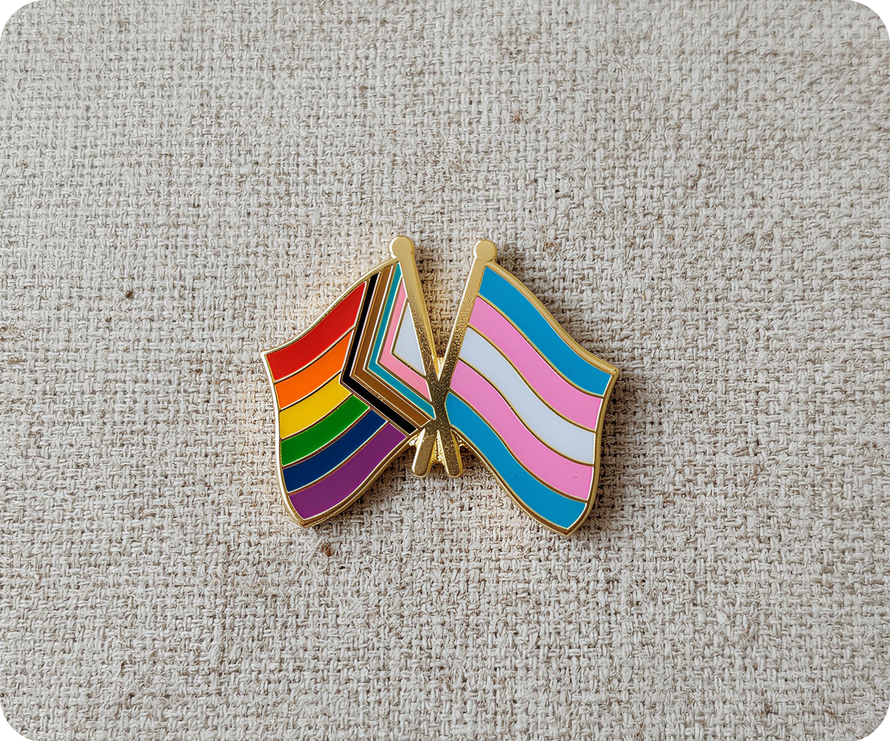 Insignia de orgullo y amistad transgénero con arcoíris