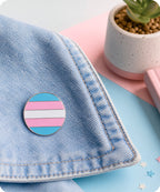 Transgender Pride Flag Round Enamel Lapel Pin Badge
