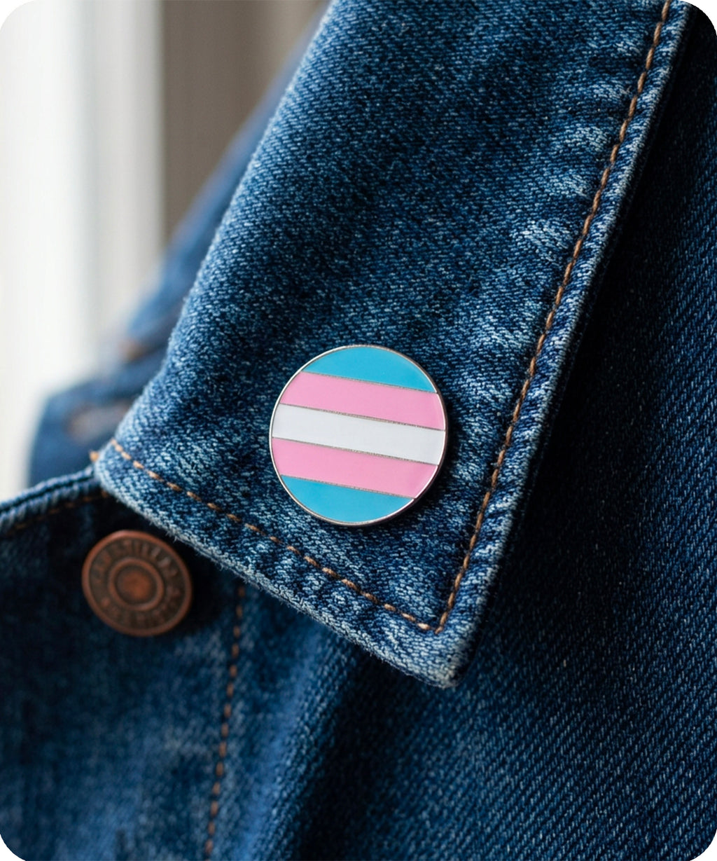 Transgender Pride Flag Round Enamel Lapel Pin Badge
